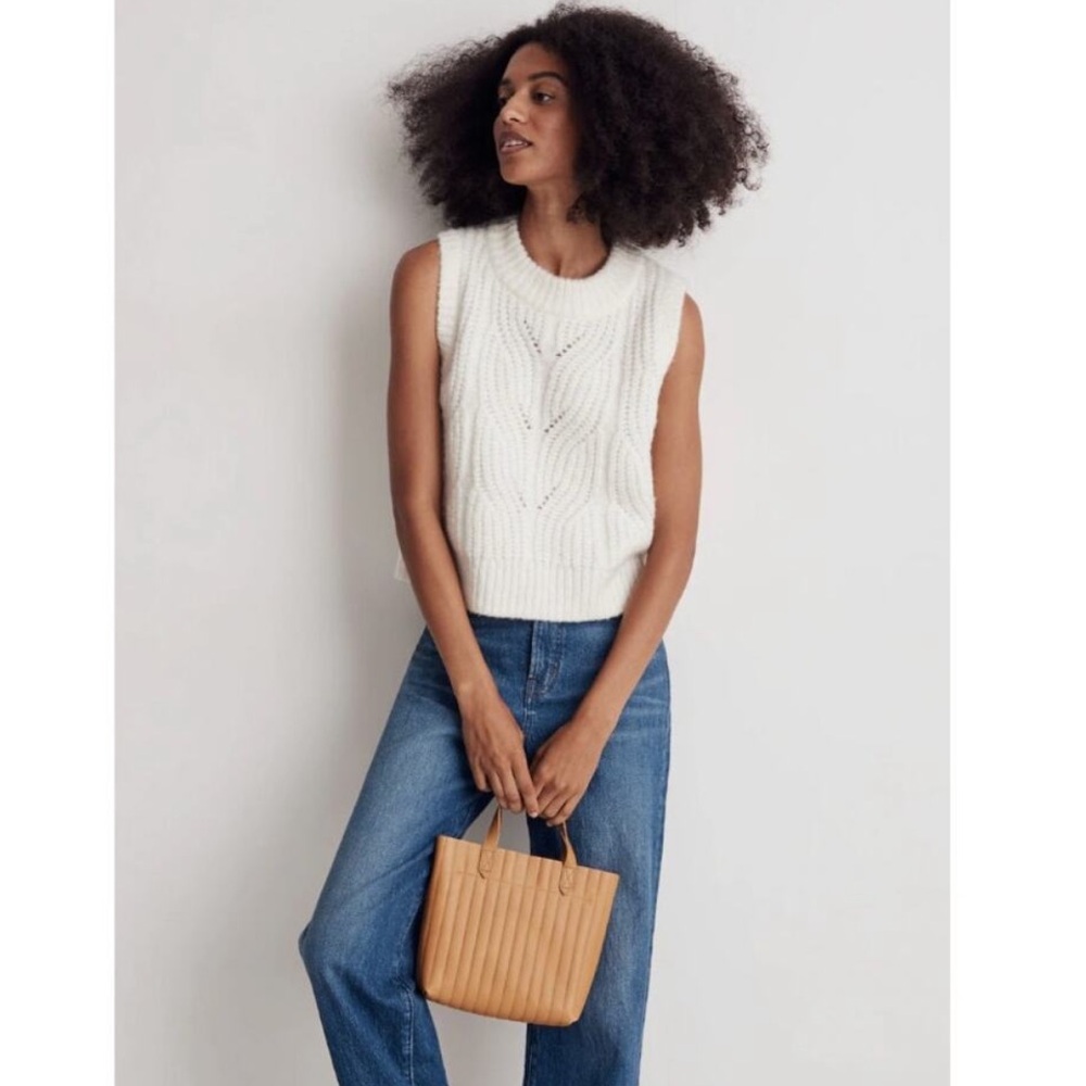 Madewell Ivory Cable Knit Sleeveless Sweater Tank - Picture 2 of 14